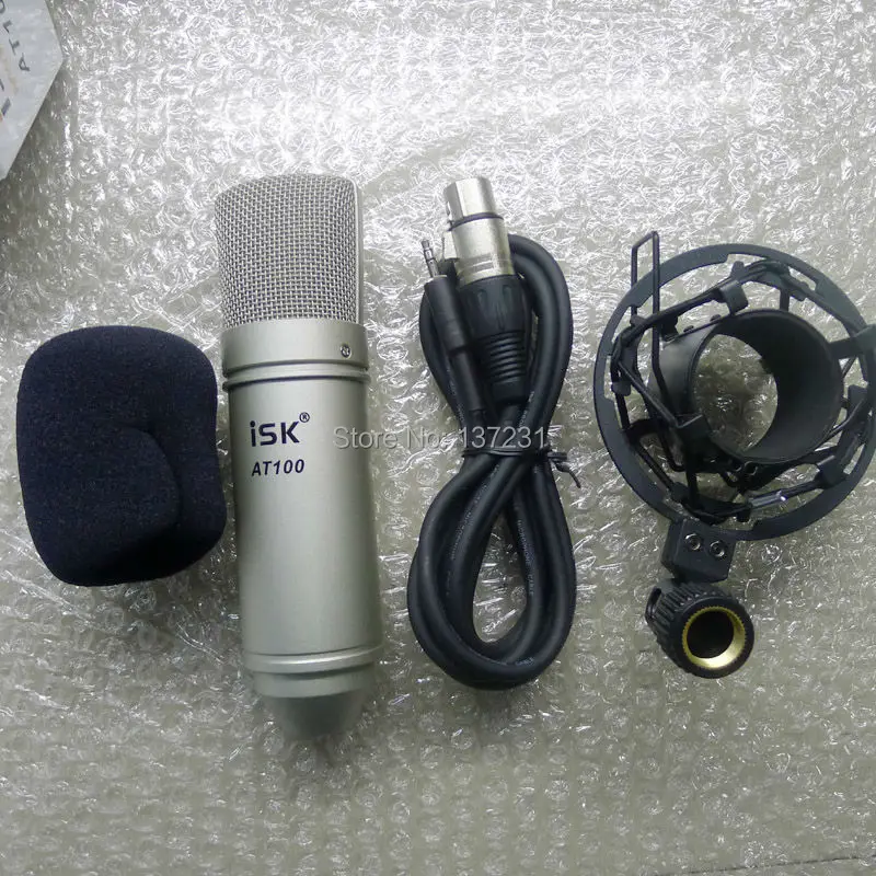 

Professional ISK AT100 Condenser Recording Cardioid Microphone Studio Performance Mic for computer with shock mount and cable