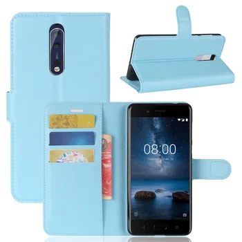 

50pcs/lot free shipping Litchi Grain wallet leather Case For NOKIA 8 for NOKIA 6.2