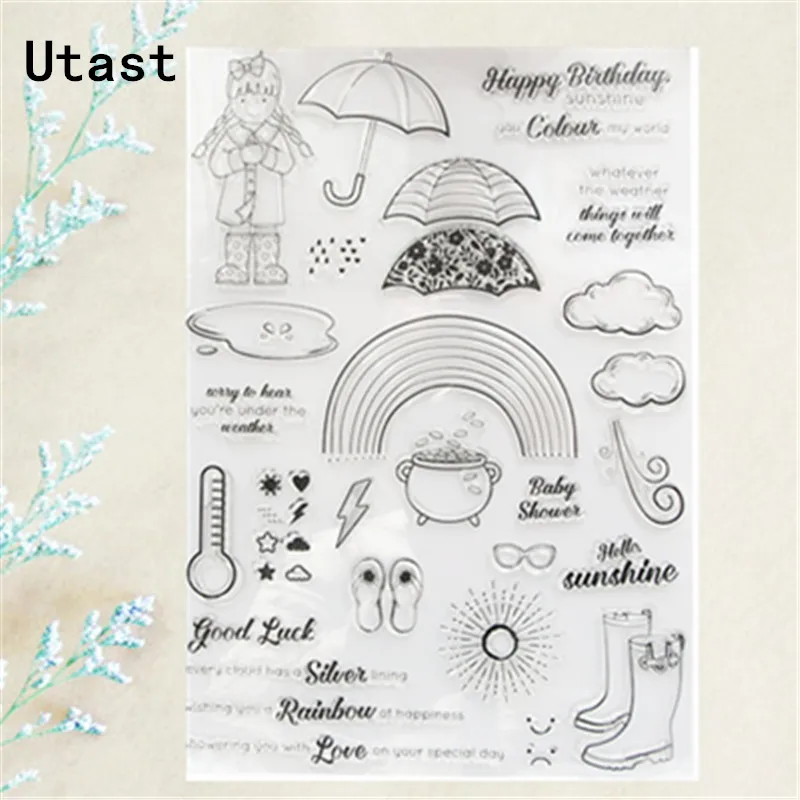 

Weather Rain Sunshine Clear Silicone Stamps /Transparent Rubber Stamp for DIY Scrapbooking /Photo Album Decorative Craft Making