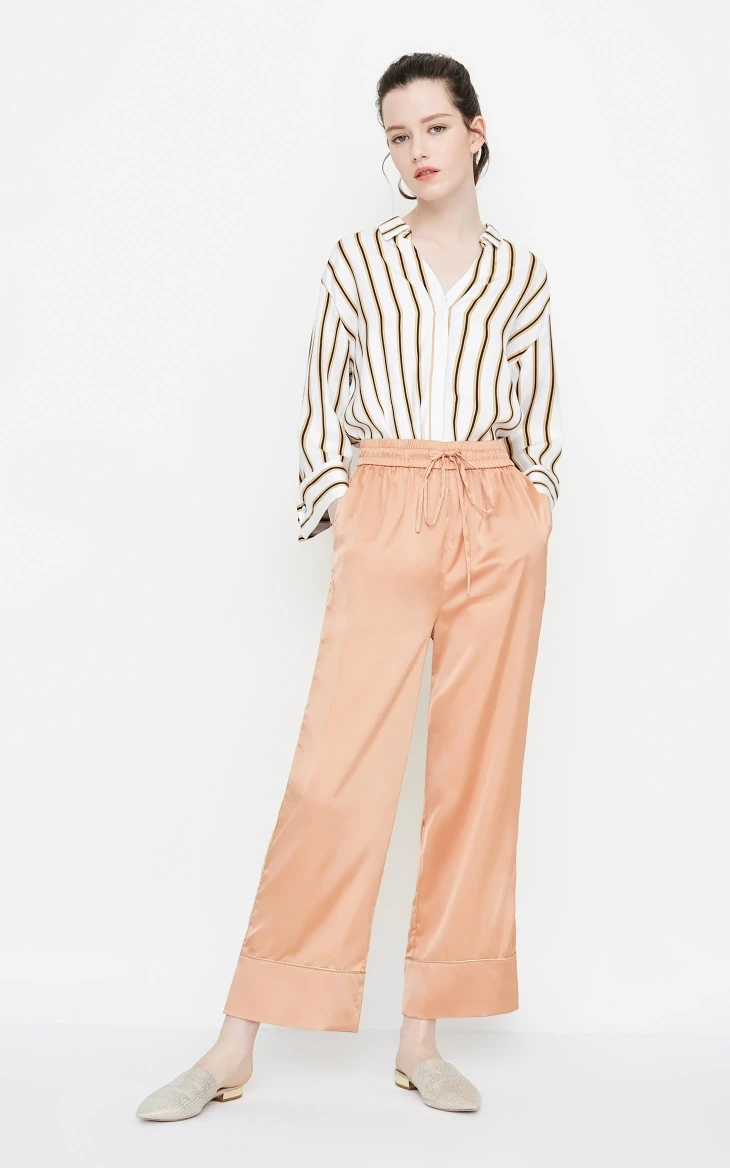 Vero Moda New Women's Elasticized Waist Casual Cropoed Wide-leg Pajama Sleepwear Pants |3182P7504