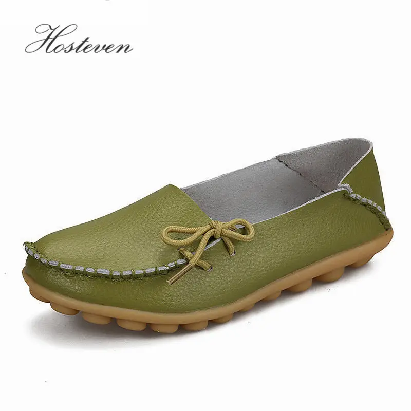 Beste Zachte Leisure Flats Vrouwen Lederen Schoenen Mocassins Moeder Loafers Casual Vrouwelijke Rijden Ballet Schoeisel