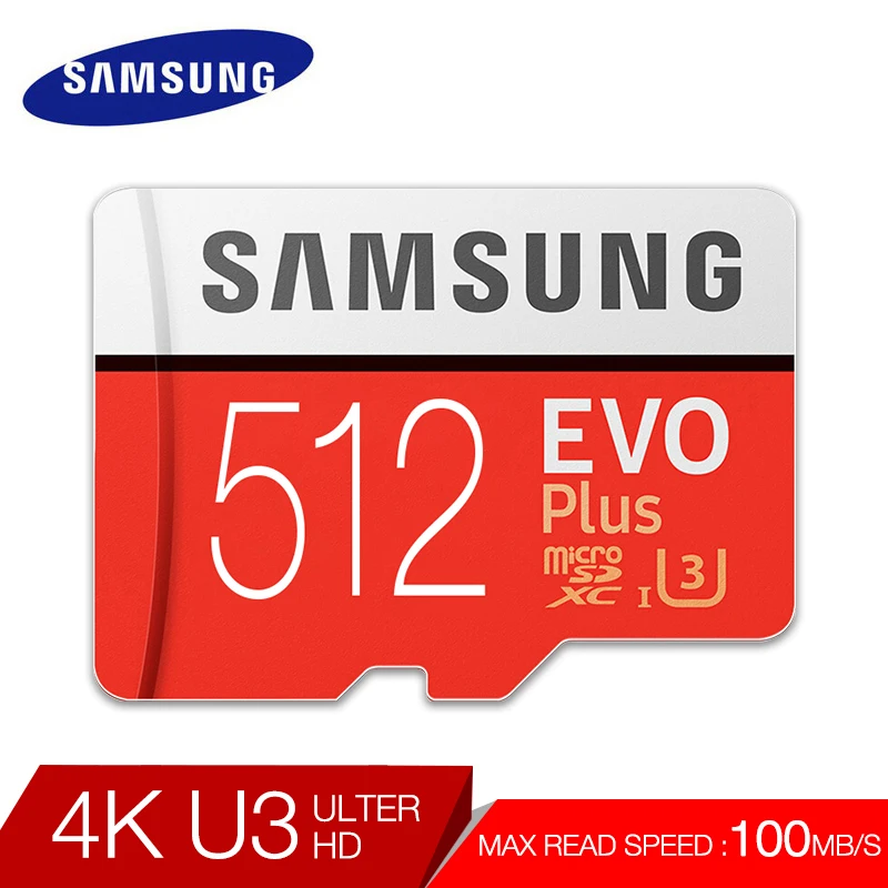 

SAMSUNG Memory Card EVO 512GB SDHC MicroSD 512G 4K 100MB/s SDXC Class 10 Micro SD 512gb C10 UHS TF Trans Flash Cards 512g