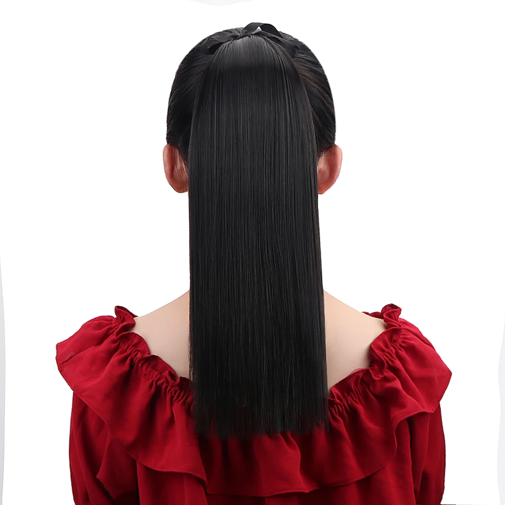 Шнурок длинный хвост афро синтетических волосы прямые клип в пони хвосты 16 ''Rallonge Cheveux хвостики расширения OEM HPP007