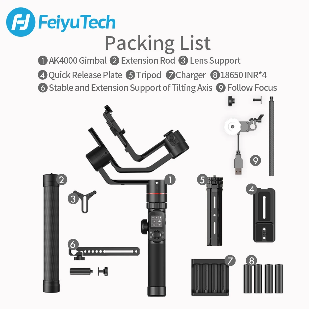FeiyuTech Feiyu AK4000 ручной DSLR карданный Стабилизатор камеры для Canon 5D Mark III Panasonic GH5 Nikon