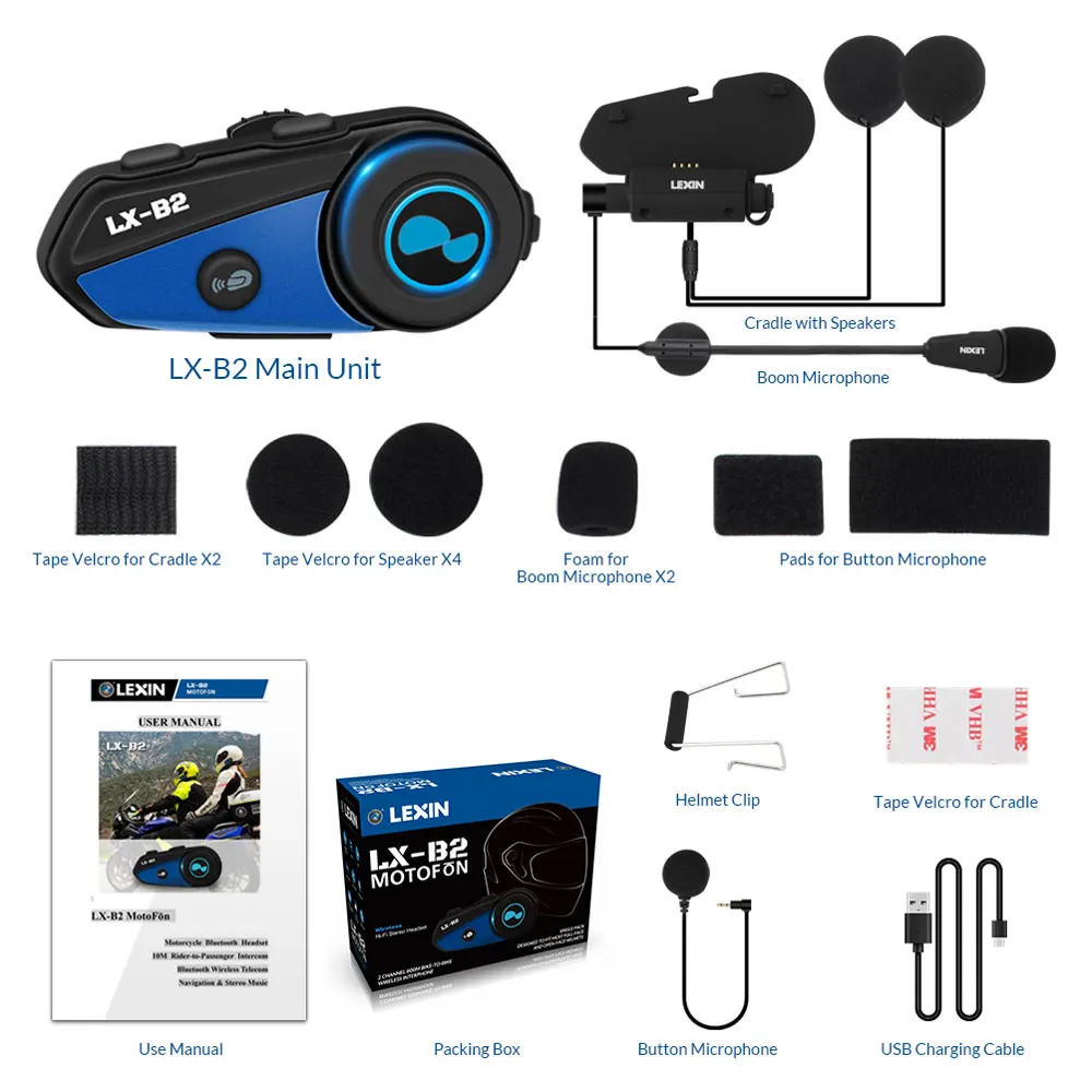 Lexin новые B2 moto rcycle intercomunicador BT Беспроводной домофон Bluetooth шлем гарнитуры для
