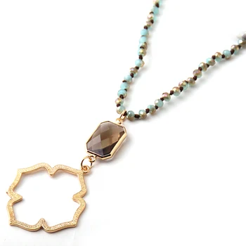 

Fashion Jewelry Long Mini Crystal knotted Halsband Glass With Beautiful Cute Pearl & Tassel Charm Necklace