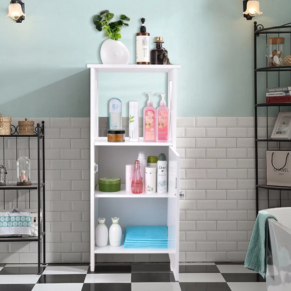 Giantex Storage Floor Cabinet Bathroom Organizer Towels Cabinet Bathroom Organizer Floor Towels