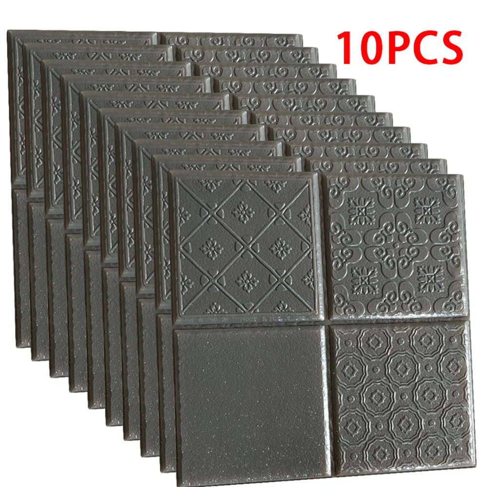 

10pcs 3D Brick Wall Stickers Self-Adhesive DIY Wallpaper Tile Self-viscoelastic Wallpaper for Panel Background Home Decor