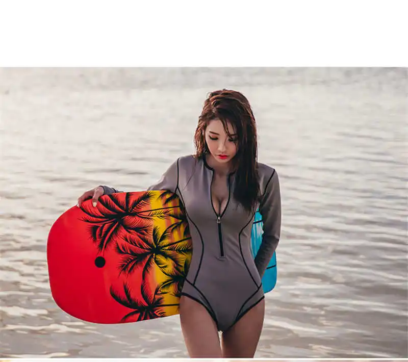 Цельный Рашгард Одноцветный купальник Patchowrk водолазные костюмы с длинными рукавами рашгарды на молнии для серфинга боди с высоким горлом гидрокостюмы