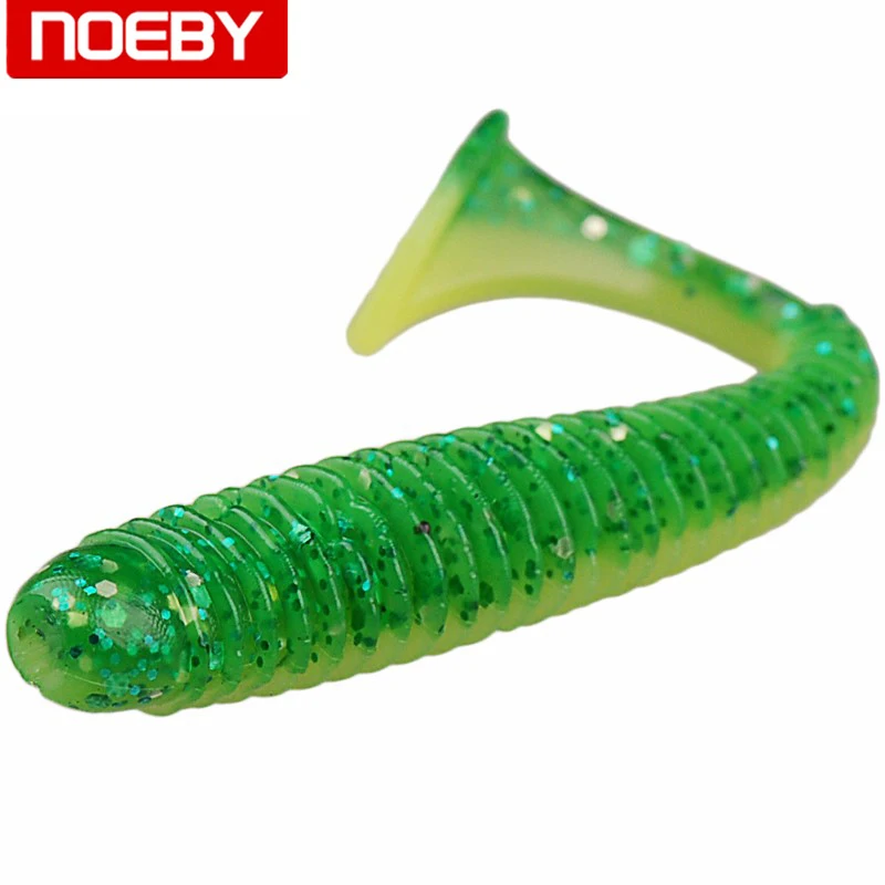 6 шт./пакет NOEBY мягкие приманки 2 размера искусственный червь весло приманка Tail Grub