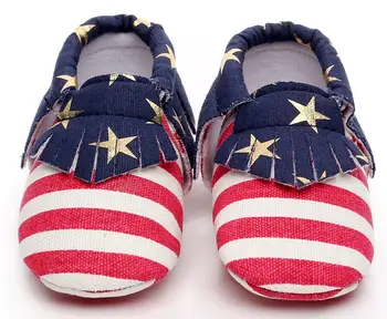 

Striped star infant canvas shoes Tassel newborn first walkers moccasins soft moccs baby infant kids prewalker Shoes