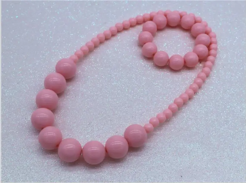 

New Pink Girls Necklace Bracelet Set Girls Child Dress Jewelry Acrylic Beads Necklace Jewelry Fashion Set