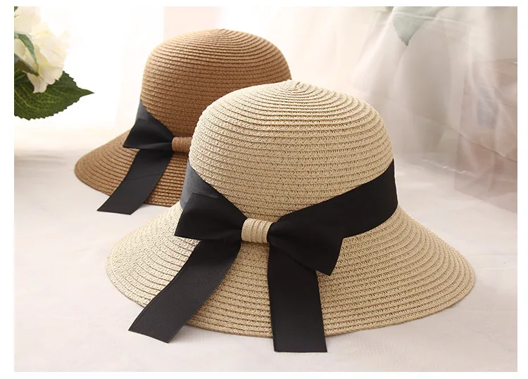Для женщин ВС шляпы летние женские однотонный корейский свитер ленты Рыбацкая шляпа Открытый Отдых Путешествия Пляжная Солнцезащитная Шляпка женская шапка
