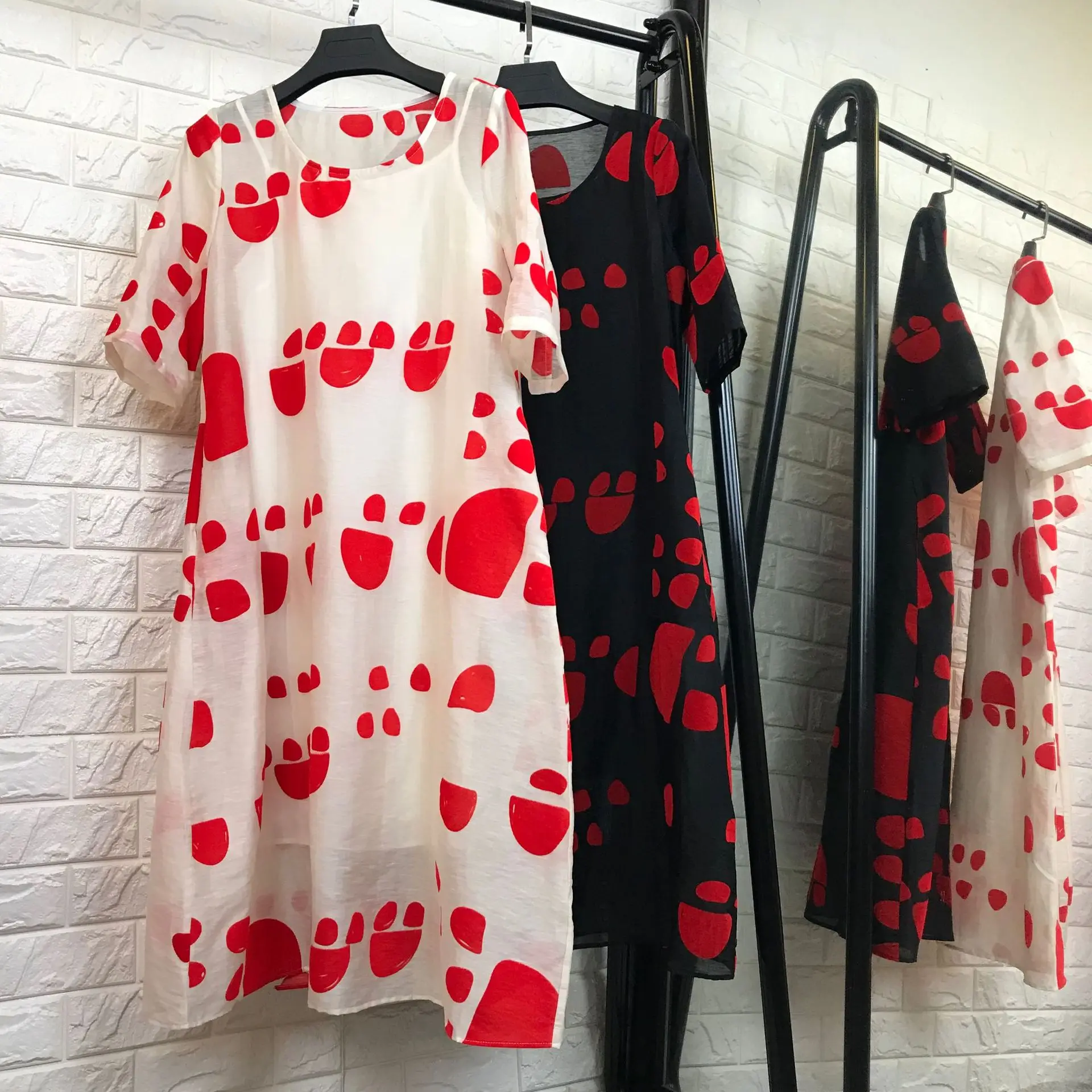 Women fashion loose style linen dress short sleeve geometric print casual dresses new 2018 summer black beige Women fashion loose style linen dress short sleeve geometric print casual dresses new 2018 summer black beige