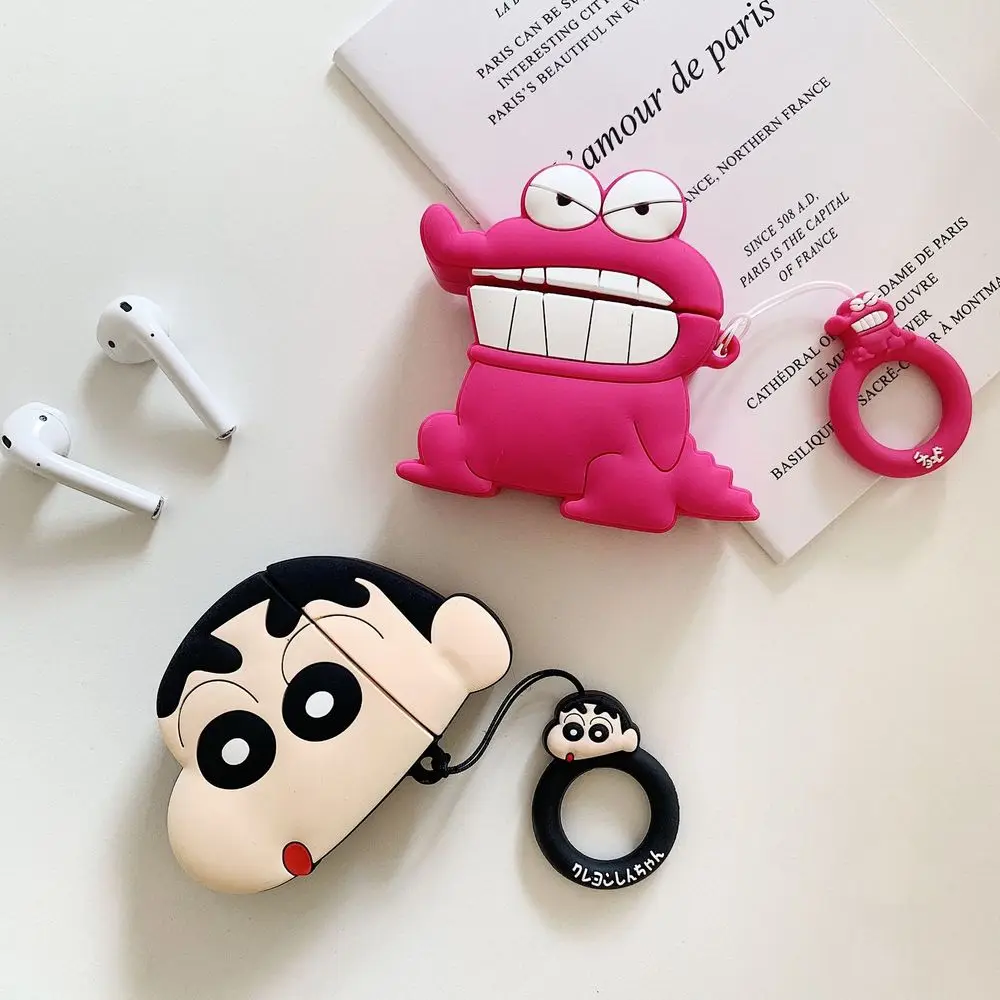 For Airpods 2 Wireless Headphone Cases Cartoon Crayon Silicone Pokemons Earphone Case For Apple AirPods Charging Box +Ring Strap