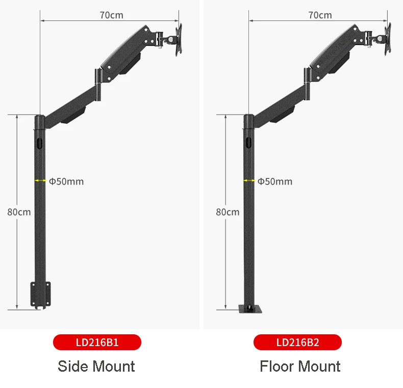 Heavy Duty 1"-27" ЖК-дисплей монитор напольная подставка диван боковая фиксированная ТВ Крепление Держатель для монитора компьютера газ пружинный рычаг LD216A загрузка 10kgs