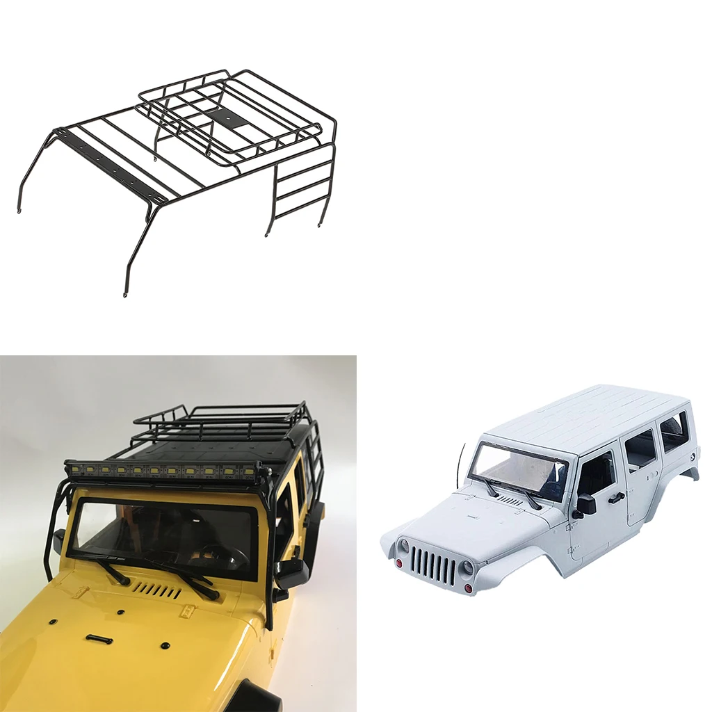 

RC Crawler 1/10 Car Body Shell &Roof Rack for Axial SCX10 D90 Wheelbase 313mm