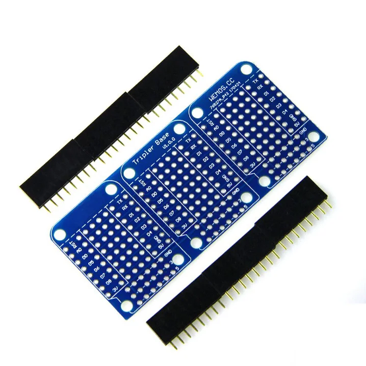 

Triple Shield For WeMos D1 Mini Dua Sided Perf Board For Arduino Compatible