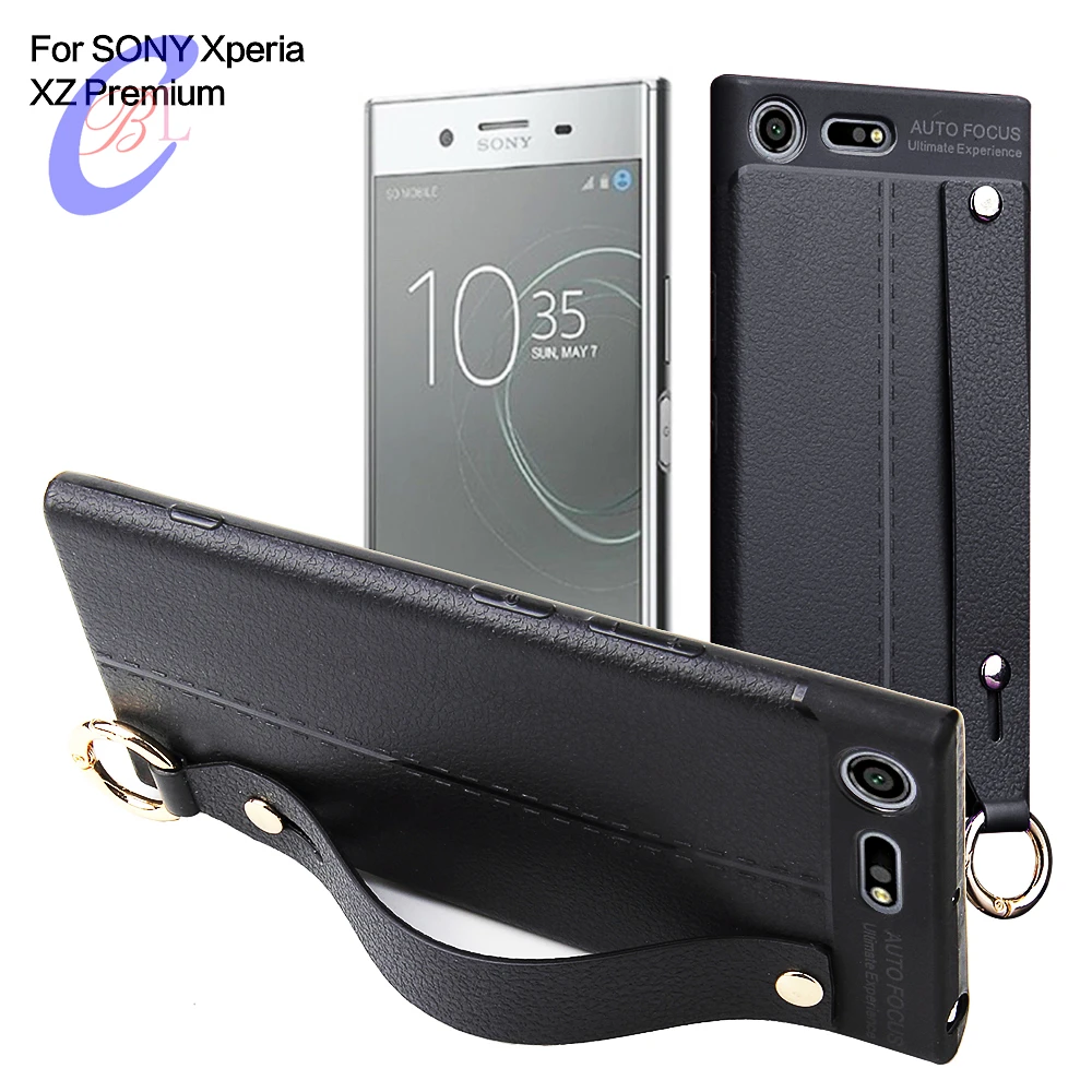 

Phone Case For Xperia Sony XA1 XZ1 XZ XA2 Ultra Premium Soft Litchi TPU Back Case With Hand Holder For Sony L2 XZ2Compact Plus