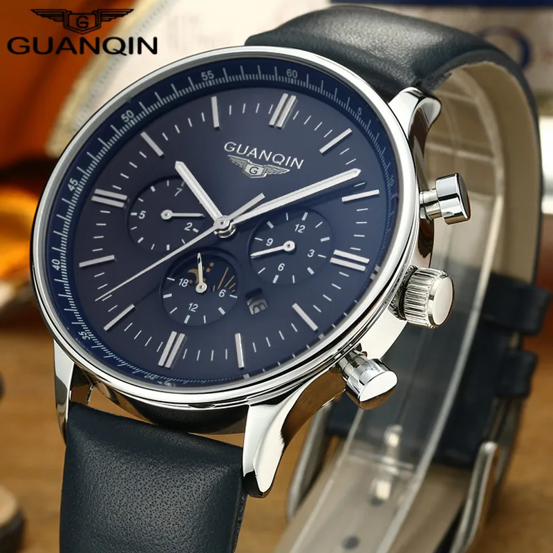 relogio masculino GUANQIN Mens Watches Top Brand Luxury Chronograph Military Quartz Watch Men Sport