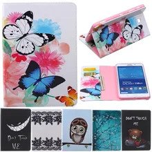 Butterfly Owl Cartoon PU Leather Flip Stand Cover Cases For Samsung Galaxy Tab 4 7.0 T230 T231 T235 Tablet Cover Case Fundas