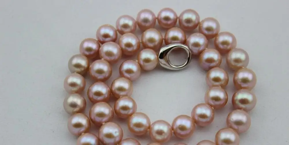

freshwater pearl necklace 10-11mm Natural color purple 17.5INCH Alloy "Handmade" a(5.18)