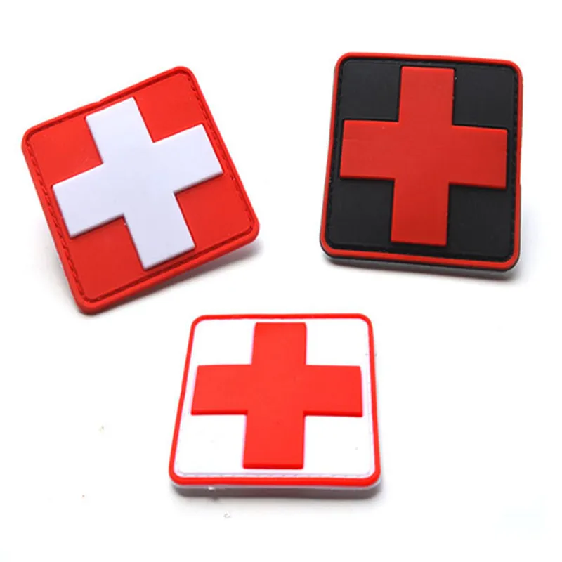 Медицинский красный крест патч наклейки вышитые/ПВХ Военный Патч резиновый фельдшер значок аппликации швейцарский крест патчи