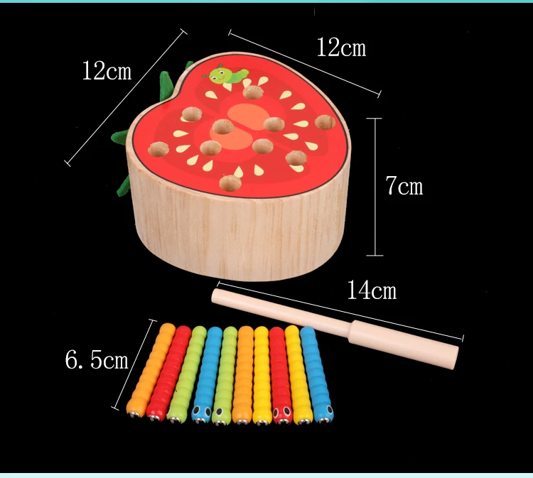 Logwood деревянная игрушка для малышей обучающая и развивающая игрушка ловля насекомых игра Яблоко Груша помидор Клубника Фрукты подсчет математическая игрушка