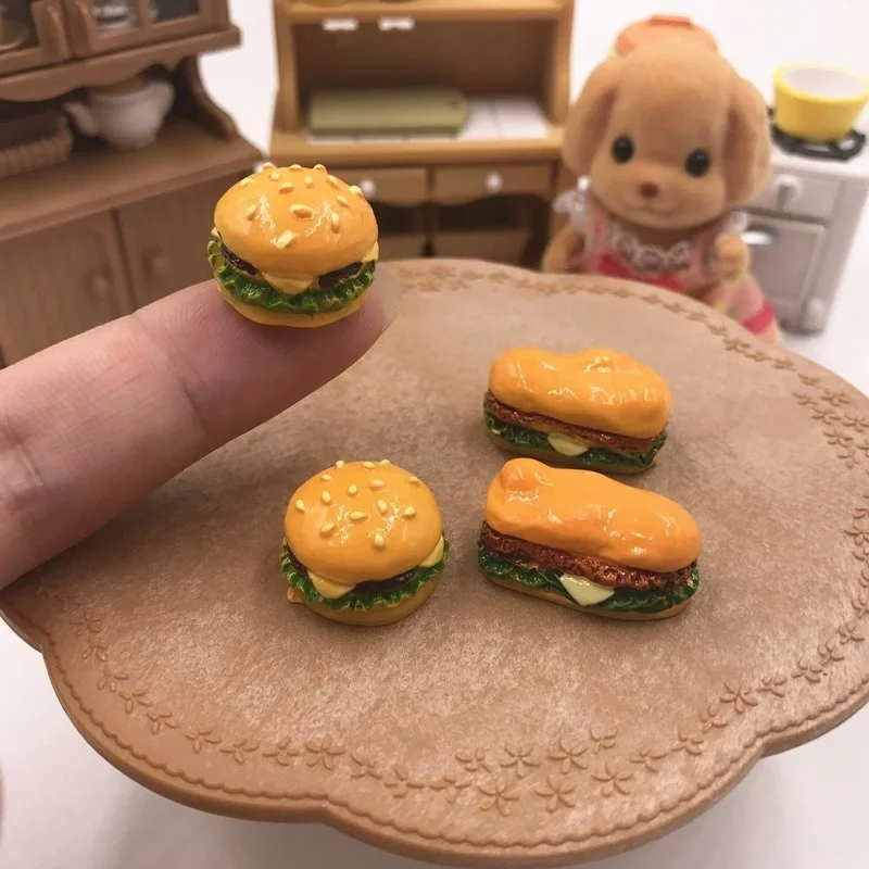 

4Pcs/set Mini Hamburger Cute Miniature Simulated Food Figurine for Doll House Kitchen Toy DIY Accessories
