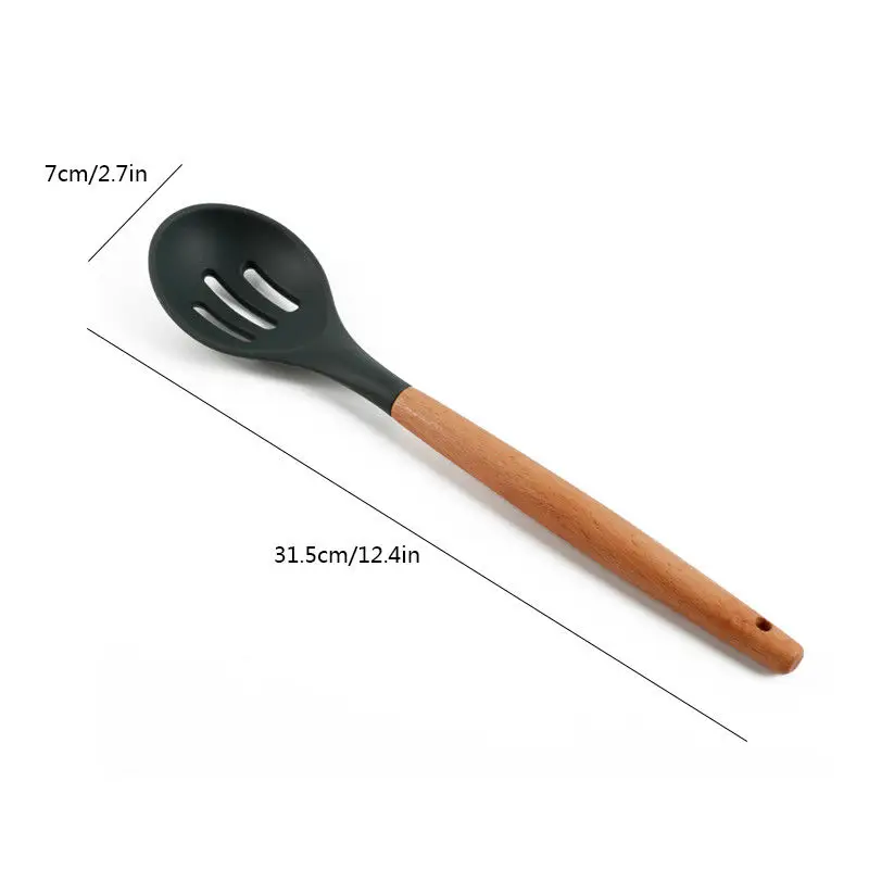 Silicone Kitchen Utensils Gadgets Wood handle Cooking Tools Kitchenware Set Spatula Shovel Spoon Home Kitchen Tools