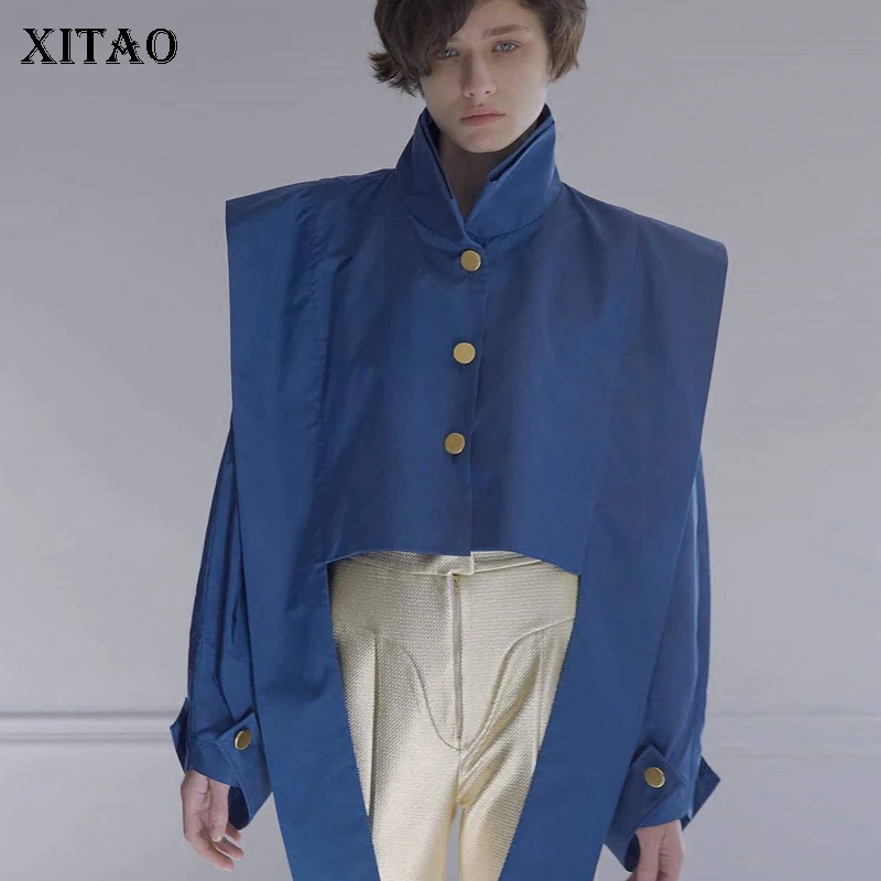 Manches Royal Rubans 2018 Pleine Manteaux Femme Montant Vestes Court Mode Ljt1287 Blue Unique Poitrine Femmes Europe Nouveau Col xitao fH1gxq7ww