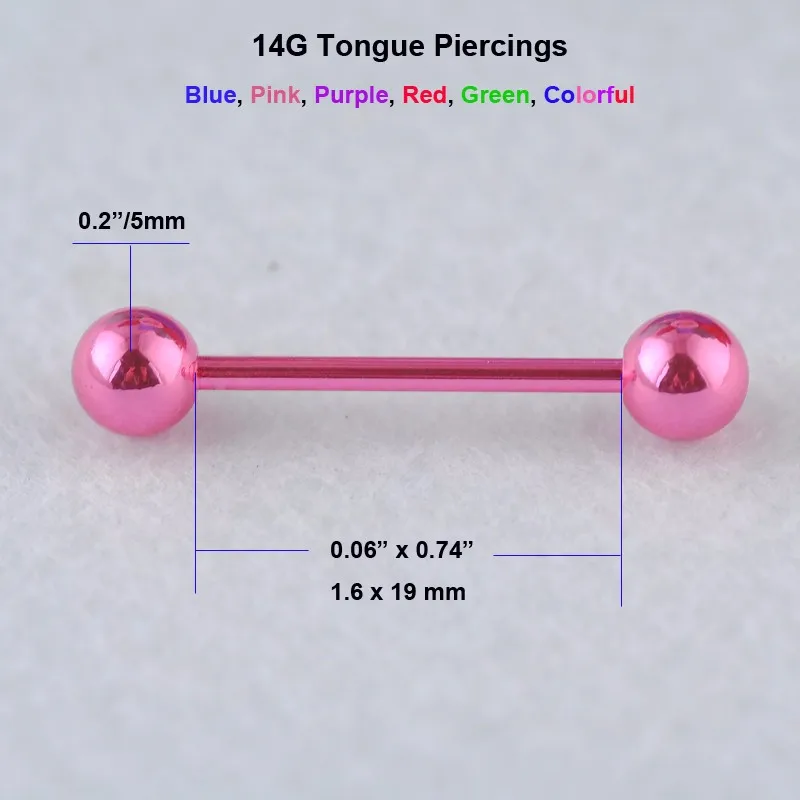1 шт./заказ 1,6*19*5 мм хирургическое кольцо для языка гантели пирсинг языка 14 г пирсинг сосков пирсинга хрящей серьги