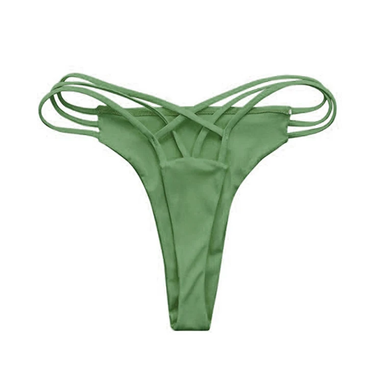 Сексуальное женское бикини, стринги, нижняя часть, купальник, бразильский купальник, для пляжа, с завязками сбоку, на тонких бретелях, обычные стринги, трусы, трусики - Цвет: green
