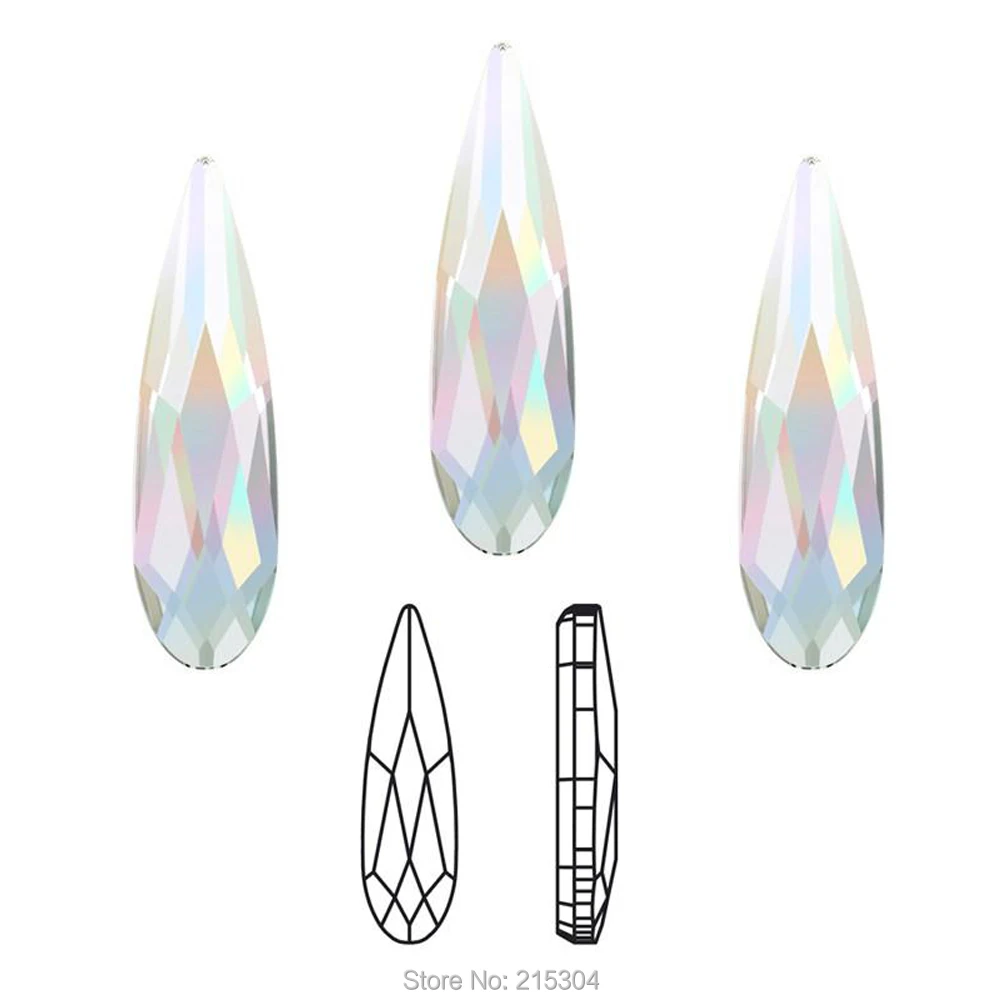 

Swarovski Elements Raindrop (2304) AB Crystal ( No Hotfix or Hotfix ) Iron On ( 6x1.7 , 10x2.8 , 14x3.9 )mm FlatBack Rhinestone
