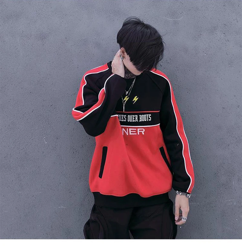 Patchwork Oversize Windbreaker Pullover Jackets Male Coats Vintage Varsity Jacket Men Fashions  (31)