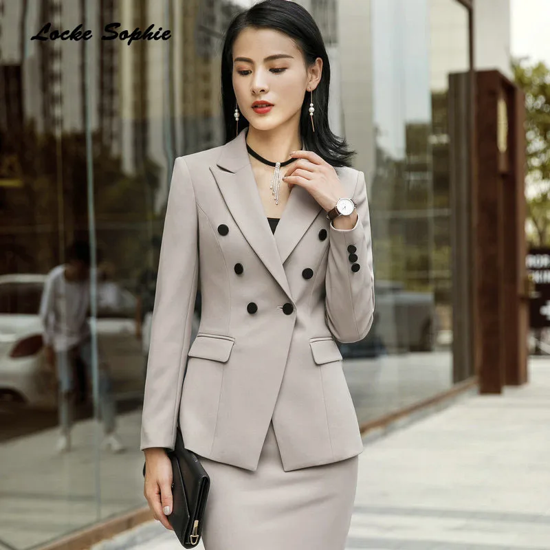 1pcs Women's Plus size Blazers coats 2019 Spring cotton blend Button Splicing Suits jackets ladies Skinny office Blazers Suits