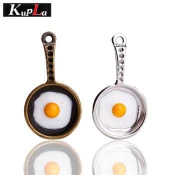 

Vintage Metal Classic Pan Fried Eggs Charms DIY Personality Jewelry Accessories Eggs Charms Jewelry Making 10pieces/lot C5452
