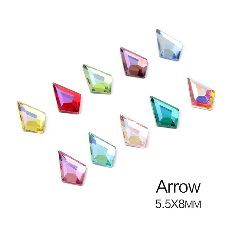 

30/100pcs 5.5x8mm Mix Color AB Arrow Shape Nail Rhinestones Crystal Glitter Nail Stones DIY 3d Design Nail Art Decorations
