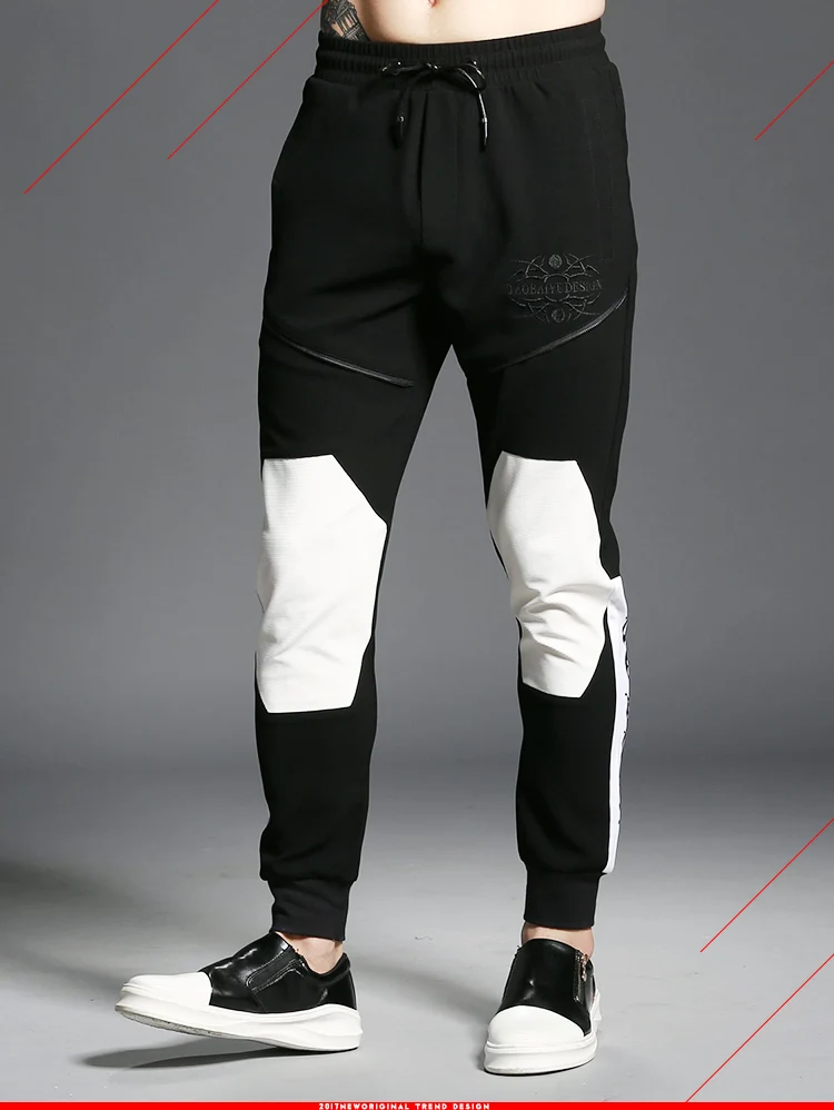 Горячая Мода Качество Весна Лето брюки прилив мужские свободные брюки плюс просторная одежда код эластичные повседневные брюки черный