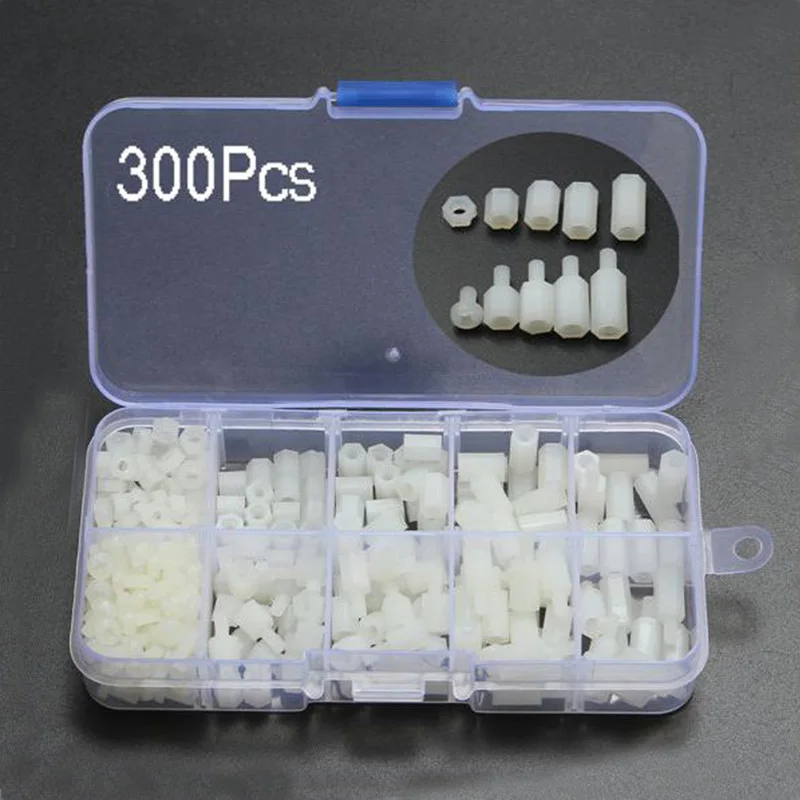

New M3NH9 M3 Nylon Screw White Hex Screw Nut Nylon PCB Standoff Assortment Kit 300pcs Hot Sale