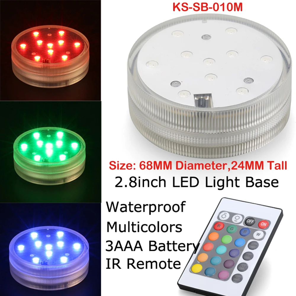 

(12pcs/lot) 3AAA Battery Operated Remote Controlled 10Multicolor RGB LED Waterproof Vase Light,Submersible Led Light For Decor