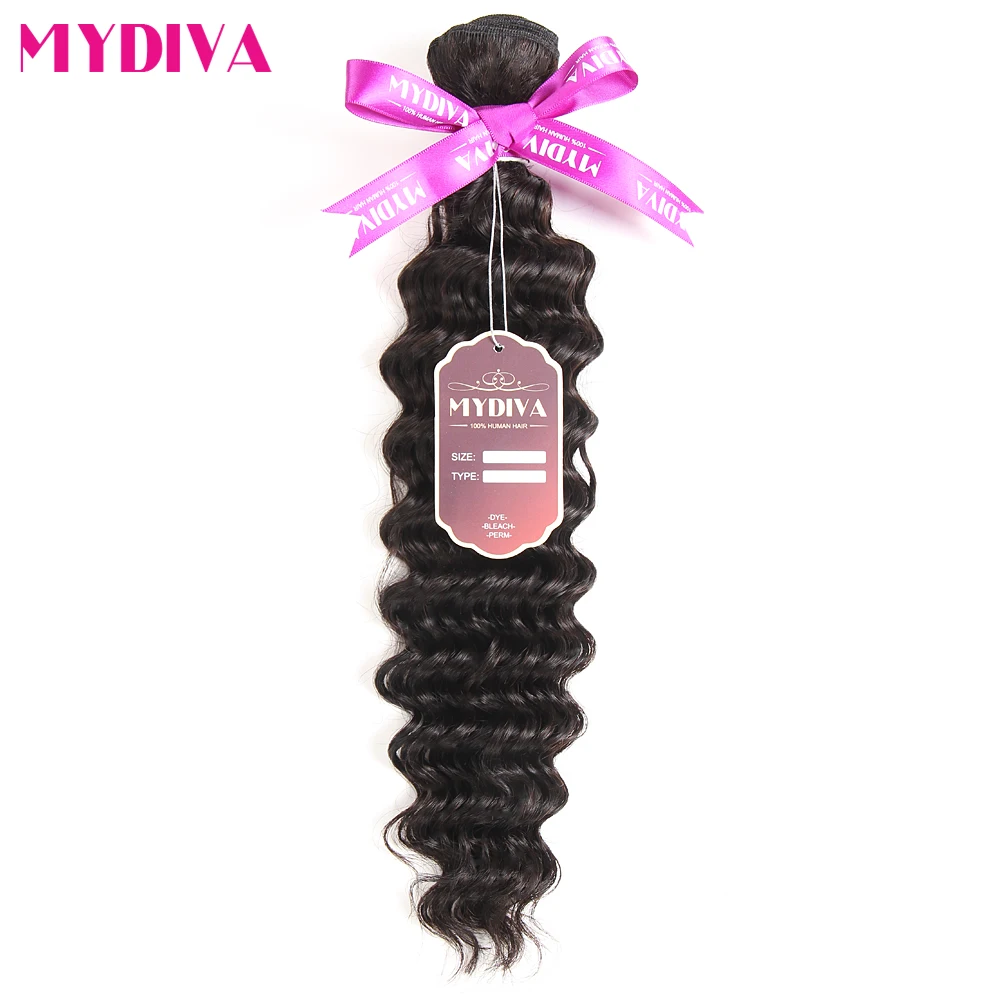 

Mydiva Malaysian Hair Extension Deep Wave 10"-28" Remy Human Hair Weave Natural Color One Bundle Free Shipping