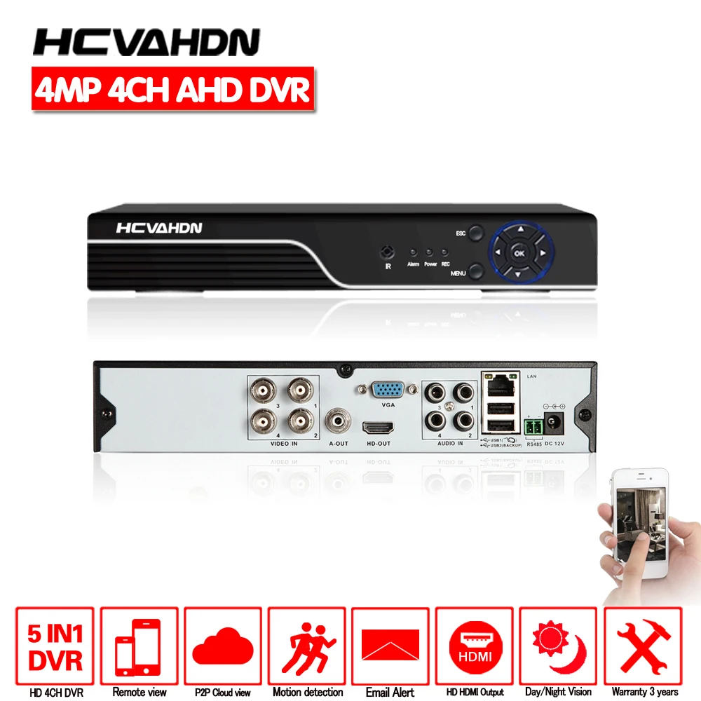 Goedkoop HD 4CH 4MP Recorder AHD DVR 5MP NVR Recorder H.264 CCTV veiligheid Standalone Digital Network 8 kanaals DVR Cloud P2P mobile View