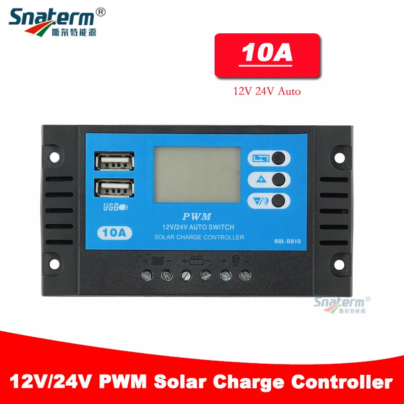 

Promotion! 10A DC 12V 24V Auto Solar Charge Controller PWM Solar battery charger Solar PV Regulators with LCD Display and 5V USB