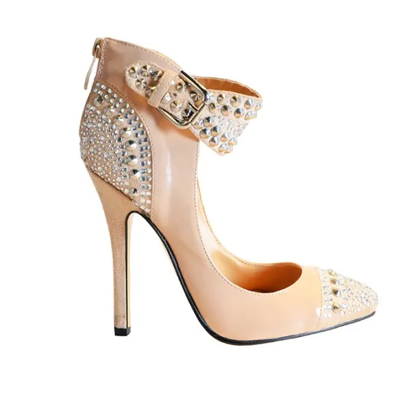 2015 Sweet font b Women s b font Stiletto Heel Pionted Toe Heel Ankle Strap With