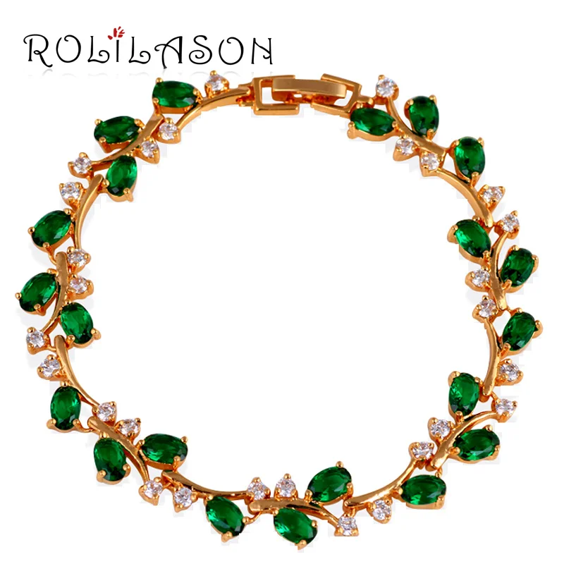 

Birthday Gifts for Friends Trendy Style Green Zircon Gold Tone Bracelets Peridot Fashion Jewelry TB1045
