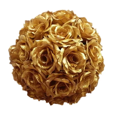 10 шт. 20 см искусственные шелковые цветы шар золотой и серебряный Свадебный центральный стол Украшение Свадебный Цветочный узор флорие - Цвет: Gold