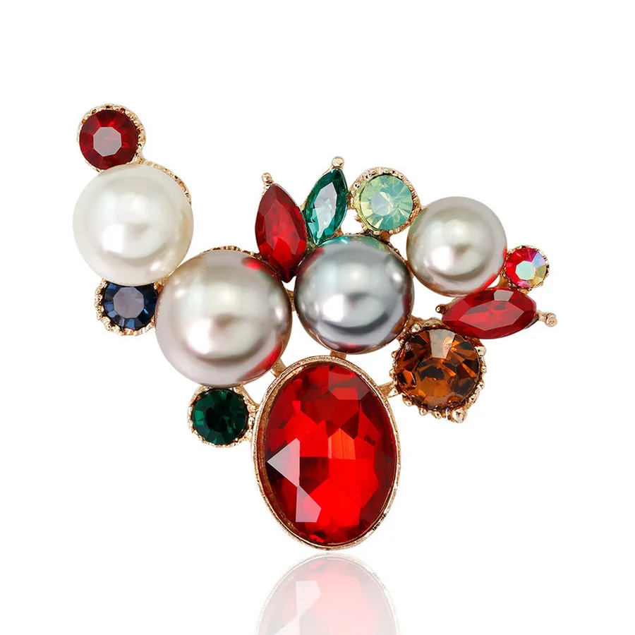 

Trendy Girl Brooch Imitation Pearl Flower Crystal Alloy Brooch Pin for Girl Women Fashion Corsage Jewelry Accessories