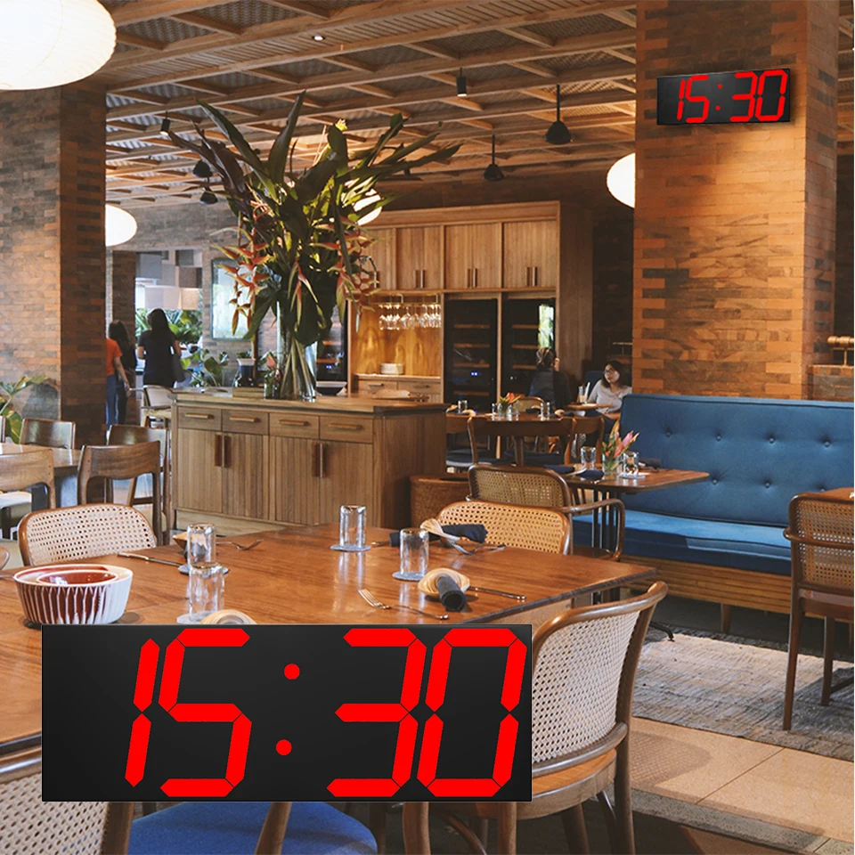  LED wall Clock Office Electronic Alarm Clocks Timer The Calendar Weather Station Digital Clock Relo - 32385560116