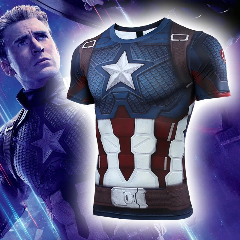 

Marvel The Avengers 4 Endgame Captain America t shirt ron Man t-shirt 3d print End Game compression Tee shirt Cosplay Tops Cos
